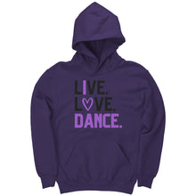 Load image into Gallery viewer, Live. Love. Dance. Youth Hoodie

